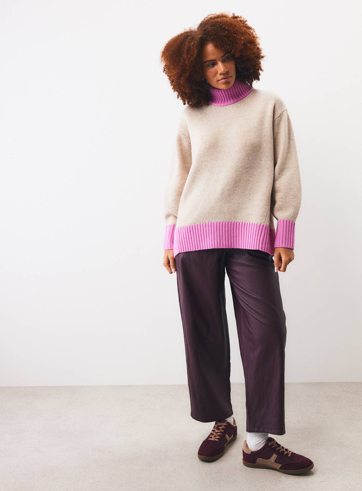 Multi-Coloured Pure Lambswool High Neck Jumper XS - Image 3